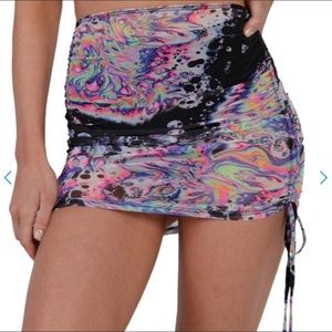 Liquid Tripp Side Ruched Mesh Mini Skirt